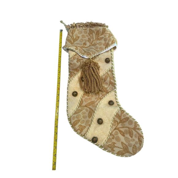 Victorian Gold Fringe Buttons Stocking Christmas Holiday Victoria Large - Picture 7 of 8